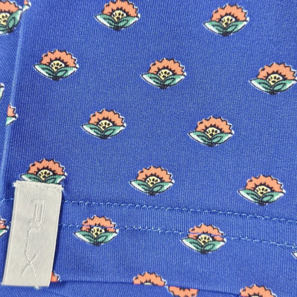 RLX Ralph Lauren Performance Polo Shirt M Blue Floral Micro Print NWT Wicking
